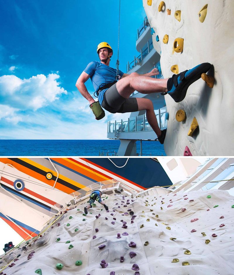 20 Of The Craziest Things You'll Find On Cruise Ships! // Go rock climbing in the middle of the ocean on the world's largest cruise ship, Royal Caribbean's Harmony of the Seas.