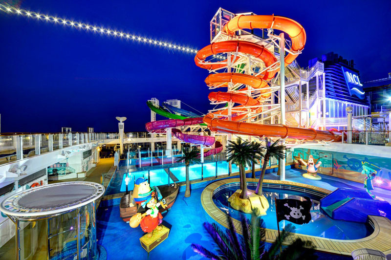 20 Of The Craziest Things You'll Find On Cruise Ships! // Feel like a kid again at the Aqua Park on the Norwegian Getaway ship. With 5 multi-story waterslides, including the fastest ones at sea and side-by-side twister slides, 2 swimming pools and 4 hot tubs there is no shortage of water fun on the ship.