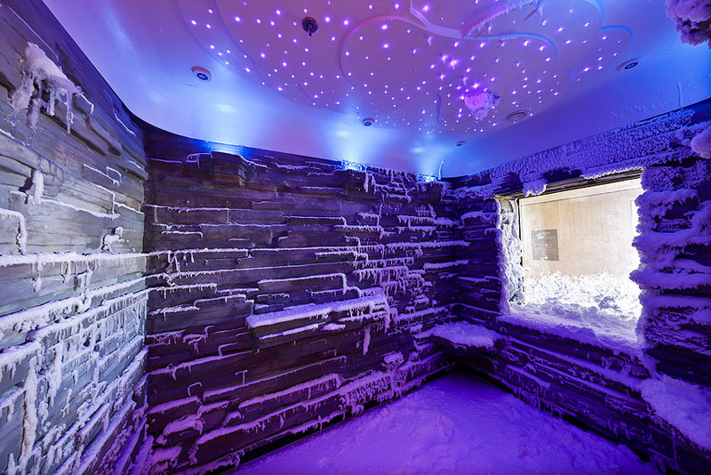 20 Of The Craziest Things You'll Find On Cruise Ships! // You'll also find a snow room on the Norwegian Escape cruise, it's an ice-cold arctic environment that stimulates blood circulation throughout the body.