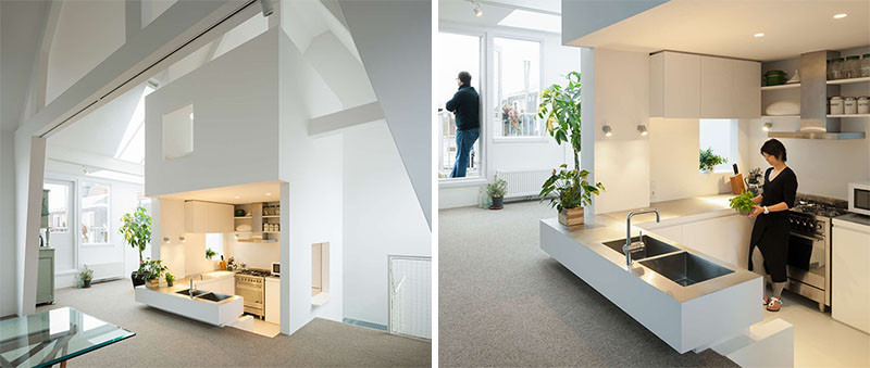 This apartment in Amsterdam has a sunken kitchen