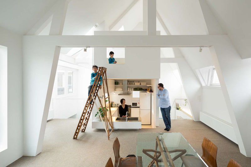 This apartment in Amsterdam has a sunken kitchen