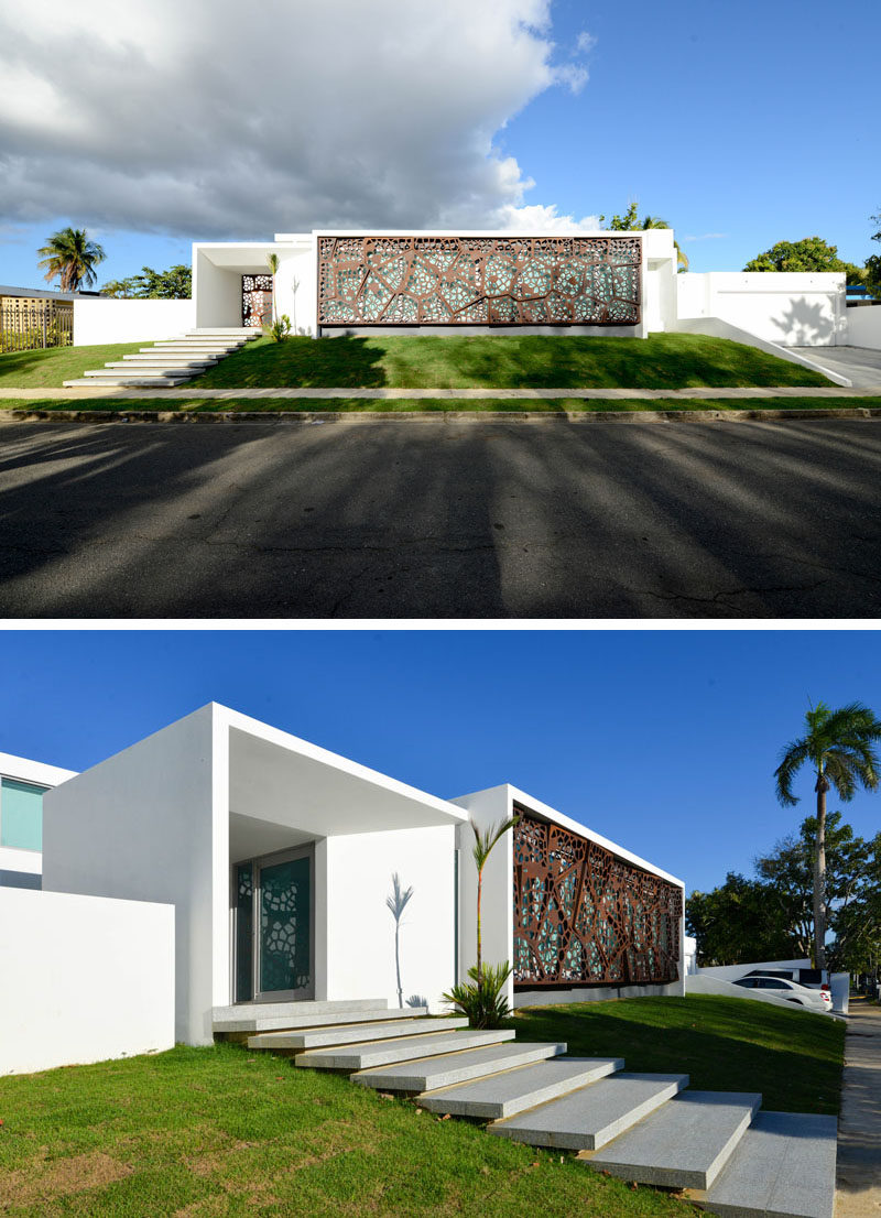 A Decorative Screen Covers The Front Of This Home