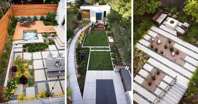 Here are 16 inspirational examples of backyard landscape designs that have been photographed from above. #Backyard #YardIdeas #LandscapingIdeas #YardLayout #YardDesign