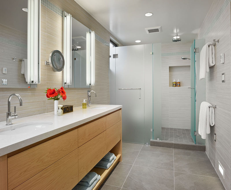15 Examples Of Bathroom Vanities That Have Open Shelving - Bathroom Vanity With Open Storage Underneath