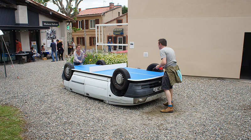 Old Cars Aren't Just Good For Scrap Metal...They Also Make Great Outdoor Ping Pong Tables