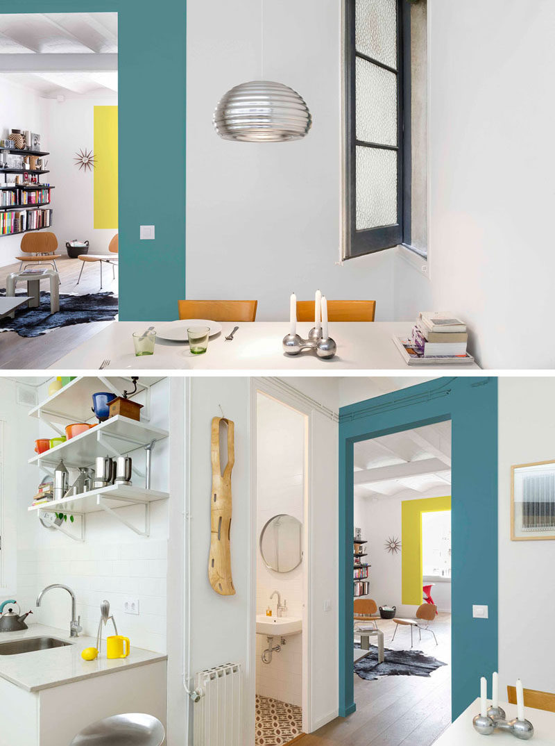 Design Detail: Random Color Blocking Throughout An All White Barcelona Apartment