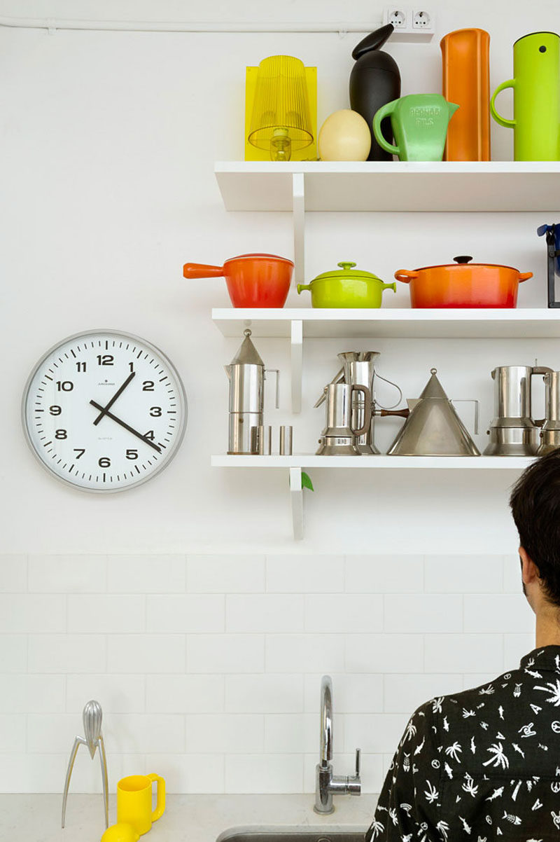 Design Detail: Random Color Blocking Throughout An All White Barcelona Apartment