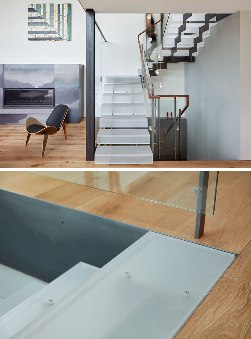 These custom designed stairs are made from steel and acrylic.