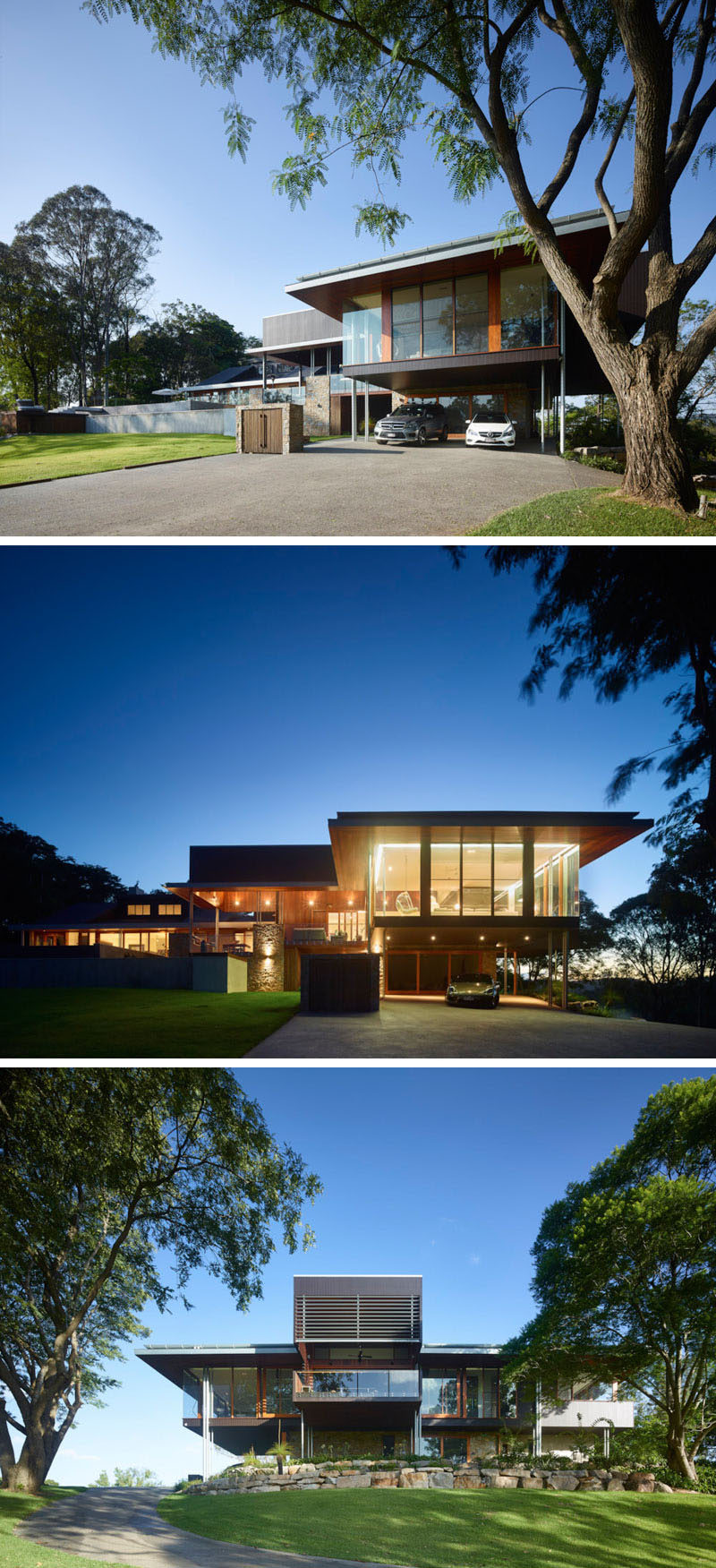 This contemporary home in Queensland, Australia, sits at the top of a 33,000 sqm (over 8 acres) bushland setting.