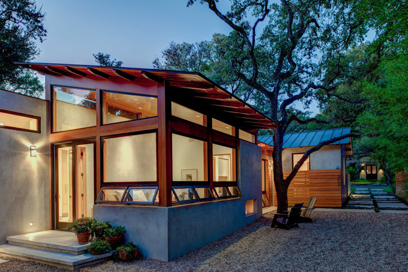 This wood and concrete home in Alamo Heights, Texas, was renovated for a family of three.