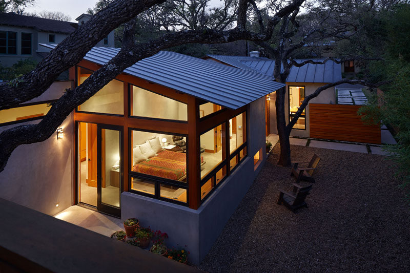 The windows on this house follow the roof line perfectly.