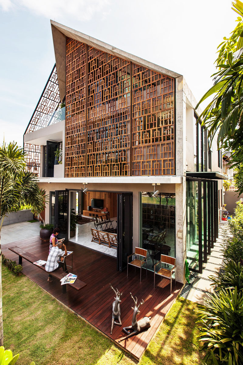 Teak Screens Provide Privacy, Natural Light And Ventilation In This Home