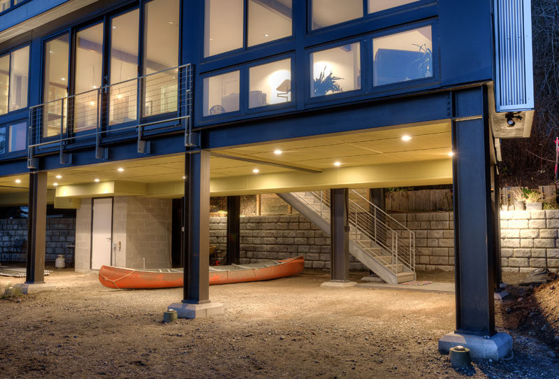 As this island home sits on columns (due to potential mud slides), it provides plenty of storage space under the home for canoes and kayaks.