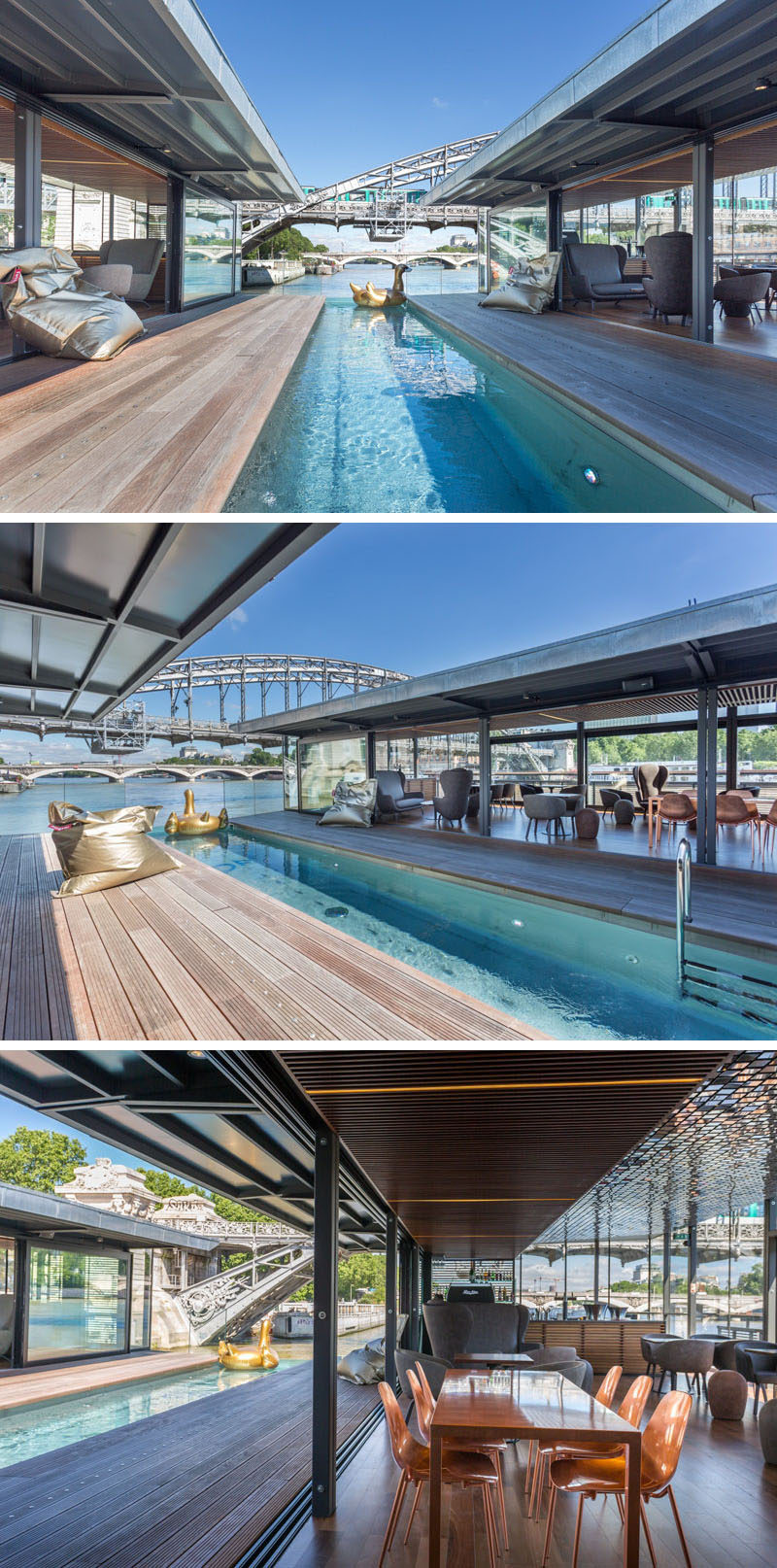 18 Photos of OFF, The Newly Opened Floating Hotel In Paris // The Pool and Bar Area