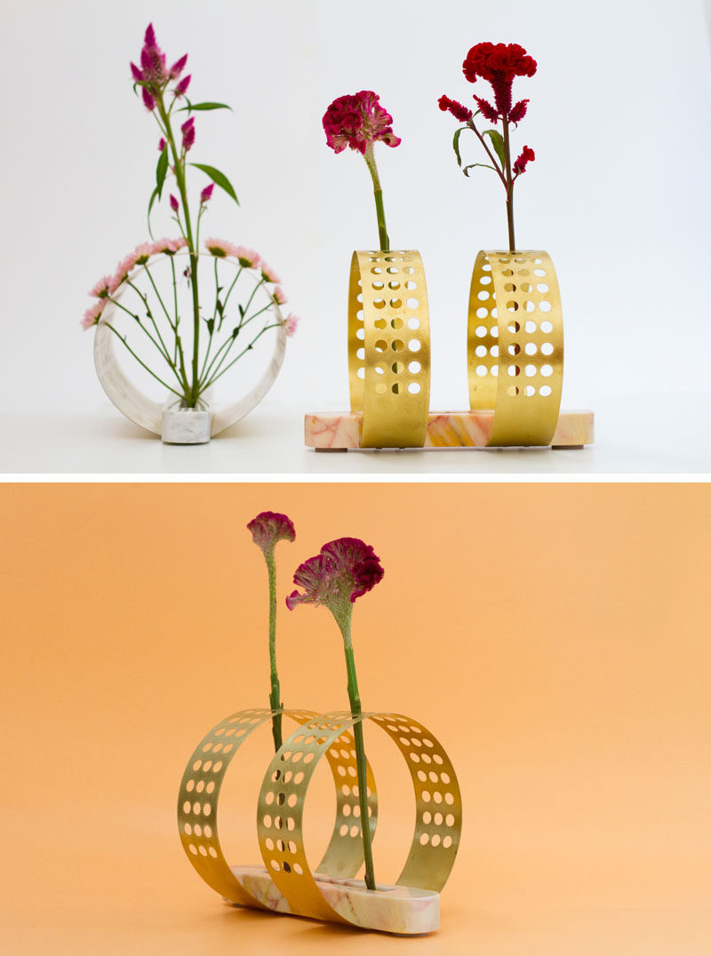 These vases were inspired by Japanese floral arrangements.