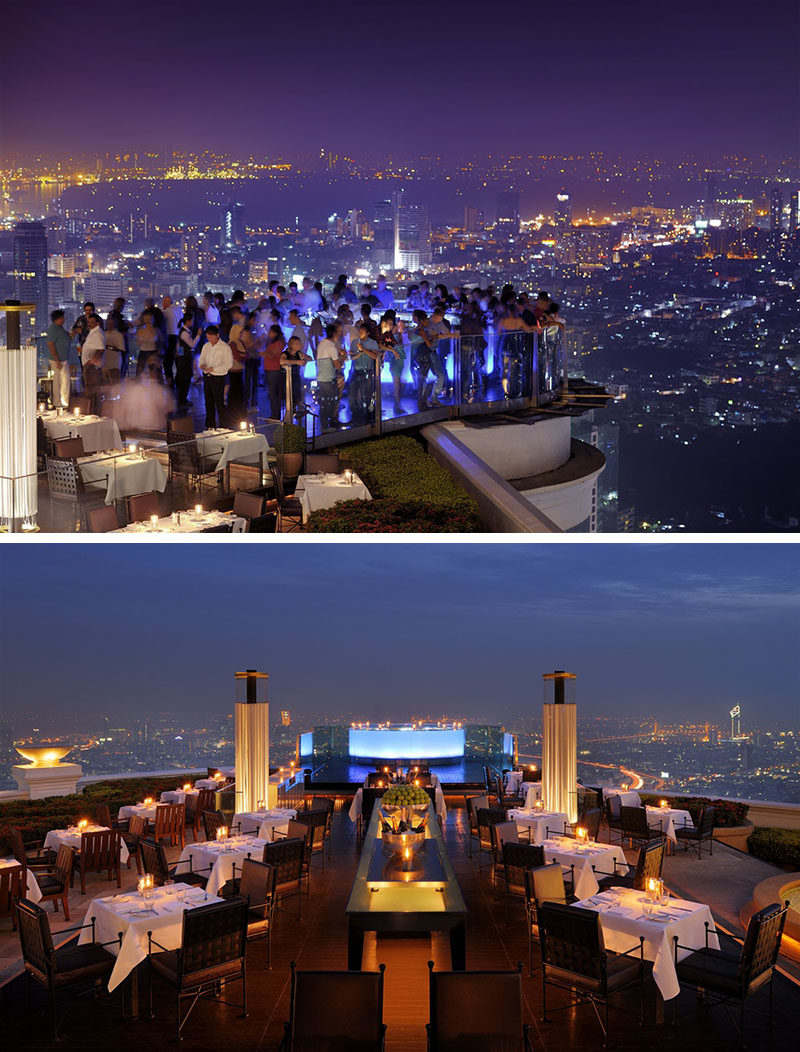 10 Incredible Hotel Rooftops From Around The World // 9. The Sky Bar atop the lebua State Tower is the highest rooftop bar in the world.