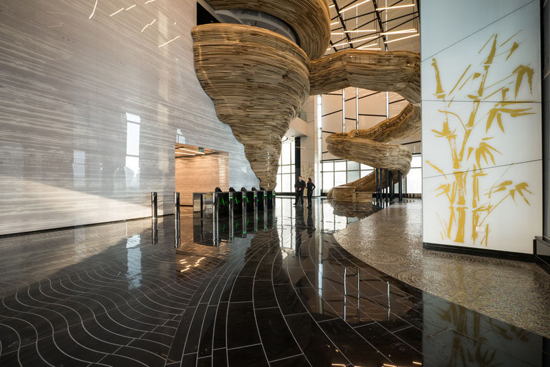 Over 29,500 Feet Of Poplar Was Used To Create This Artistic Spiral Staircase