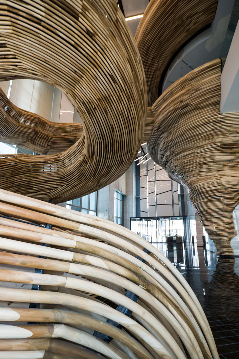 Over 29,500 Feet Of Poplar Was Used To Create This Artistic Spiral Staircase