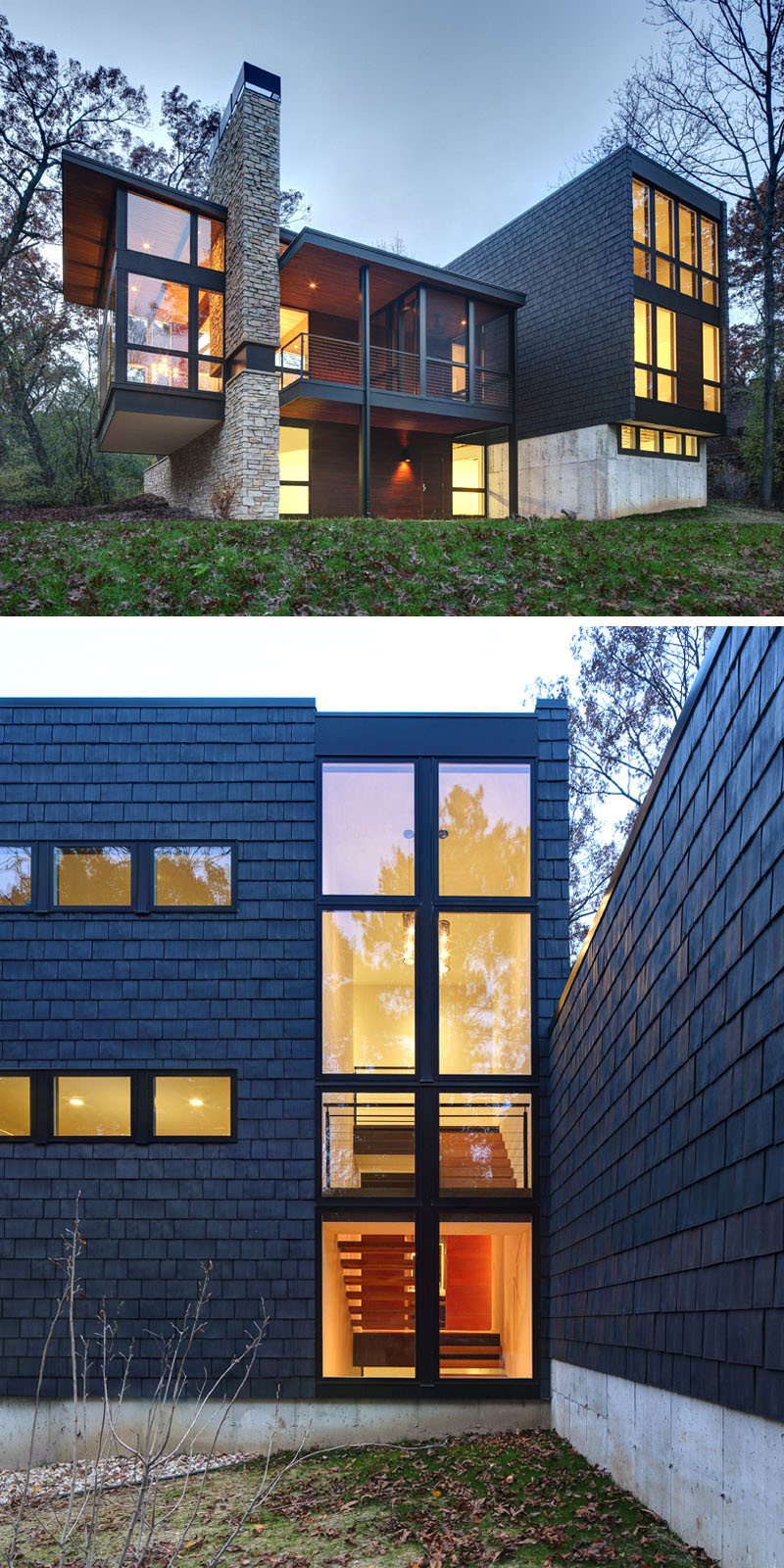 13 Examples Of Modern Houses With Wooden Shingles // This contemporary house in Wisconsin decided to dark with the shingles.