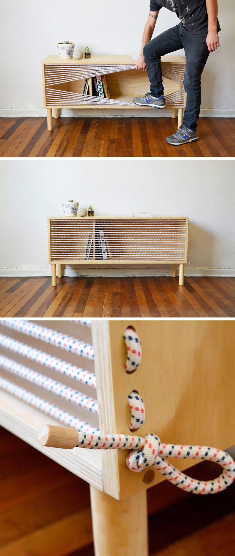 This Wooden Sideboard Was Inspired By The Ropes Of A Boxing Ring.