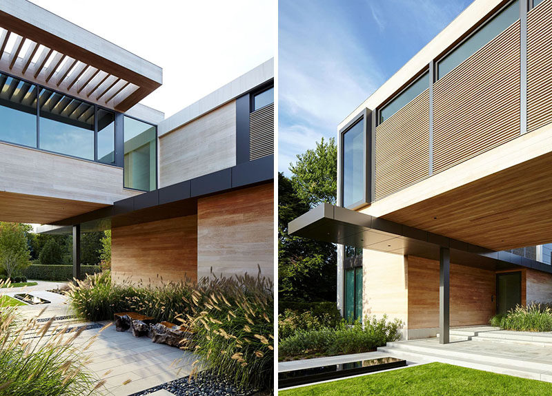 Upon entering this home, there's a central courtyard before you reach the front door and main living area.