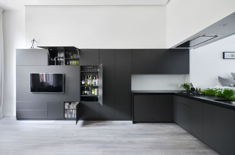 Installing all black cabinetry is a bold way to bring black into your kitchen. #BlackKitchen #KitchenDesign #BlackCabinets