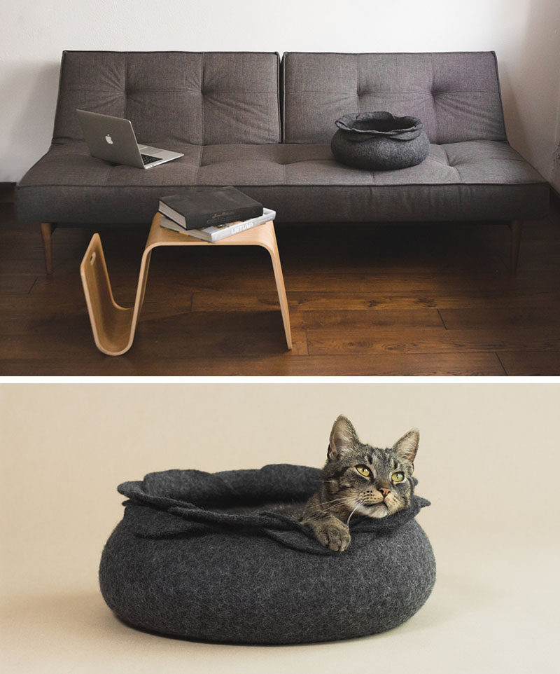 These felted cat beds would blend in perfectly with any modern interior design.