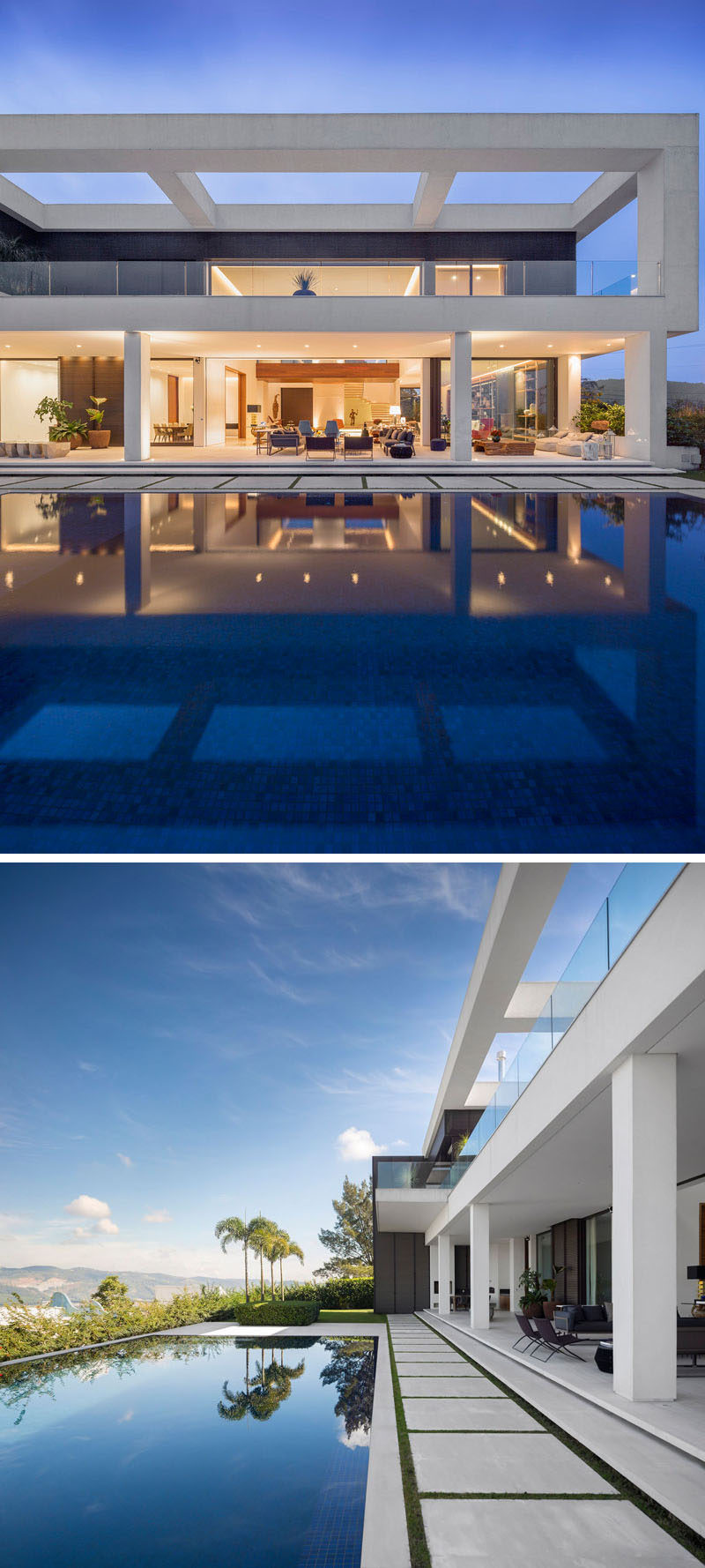 This large swimming pool and outdoor area, makes it easy to relax on a hot day, and entertain at night.