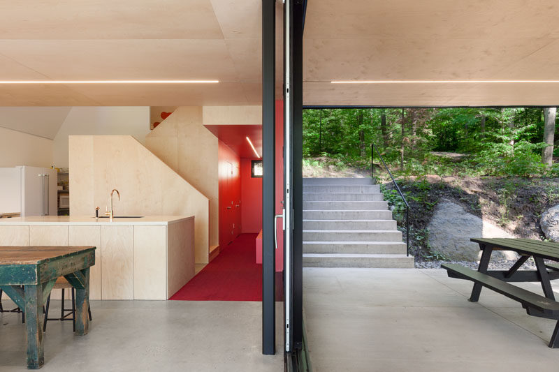 The main living area of this cottage opens up to a small covered terrace.