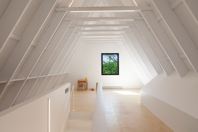 This bright attic has been created as a play area for children.