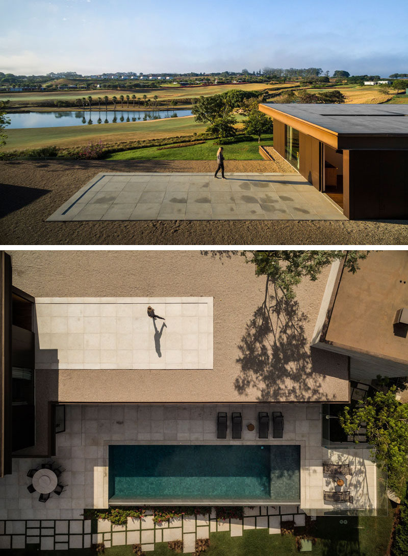 On the top floor of this Brazilian home, there's a rooftop patio to take advantage of the views.