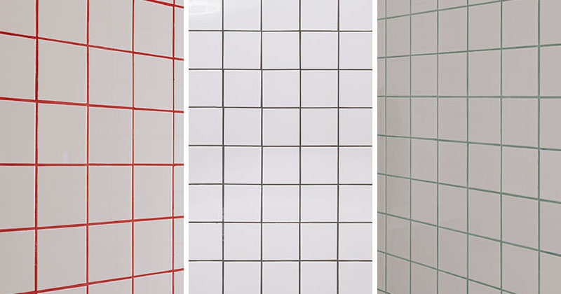 Colored Grout Breaks Up The White Tile Used Throughout This Interior