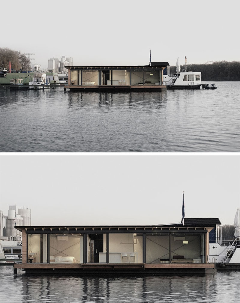 11 Awesome Examples Of Modern House Boats // This modern houseboat in Berlin, Germany, is perfect for a quick getaway from the city, plus you can book it for your next holiday.