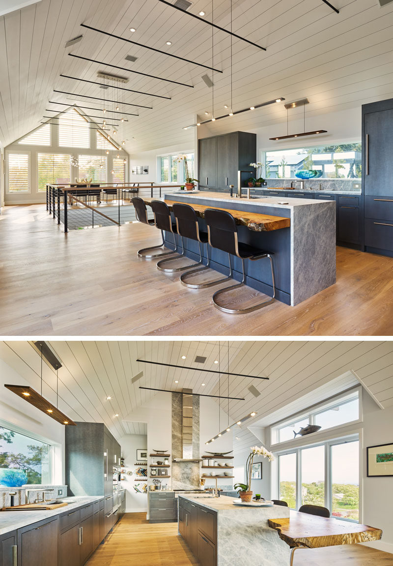 Kitchen Island Lighting Idea - Use One Long Light Instead Of Multiple Pendant Lights