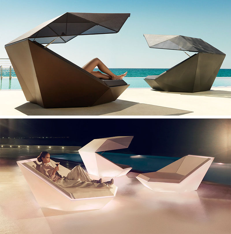 12 Outdoor Furniture Designs That Add A Sculptural Element To Your Backyard // Pretend you're a pearl while tucked into this oyster shell inspired lounge.