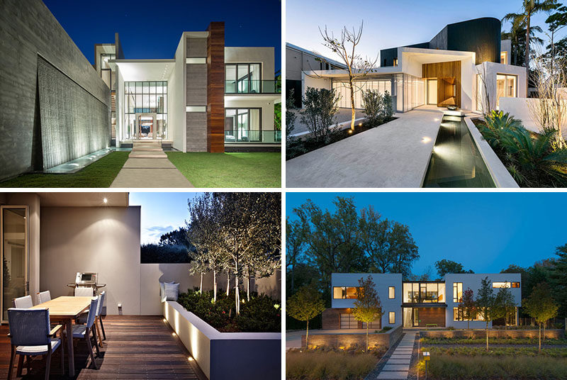 17 Inspiring Examples Where Exterior Uplighting Has Been Used To Show Off A House //