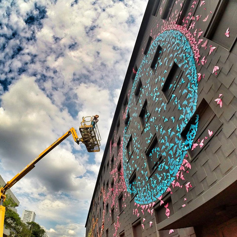 15,000 Origami Birds Have Been Folded To Make The Largest Urban Mural Ever To Be Created In Paris