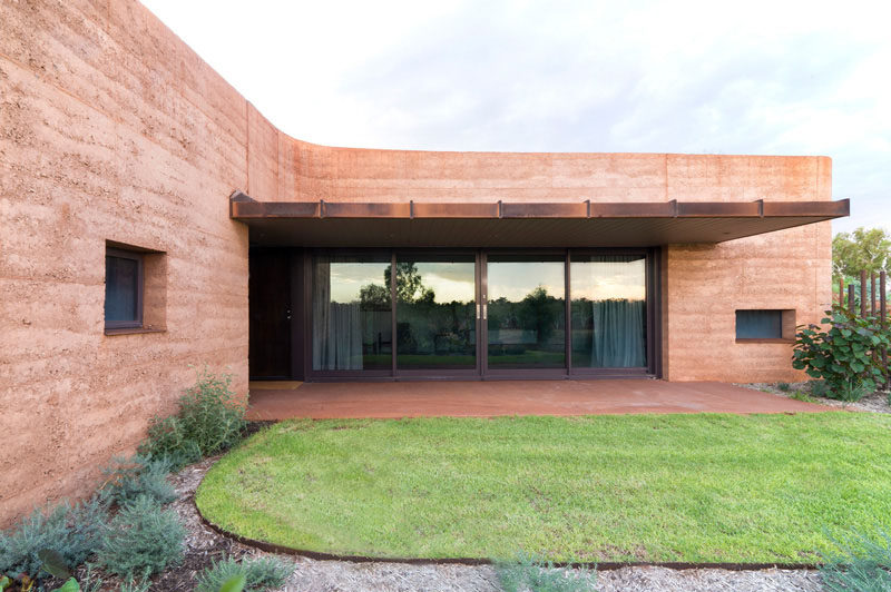 A natural rammed earth wall.