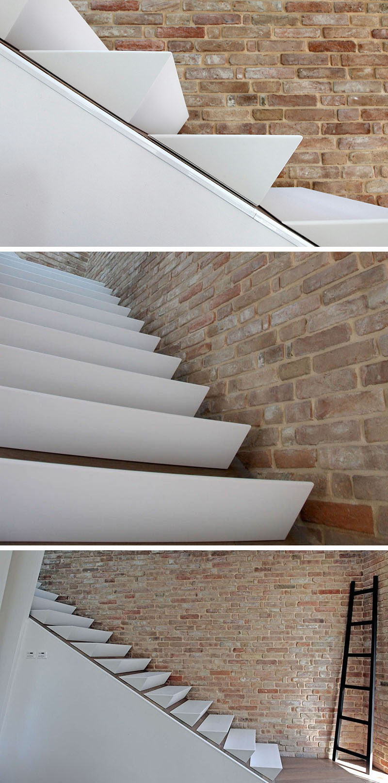 18 Examples Of Stair Details To Inspire You // These wedge-shaped stairs are made of white corian