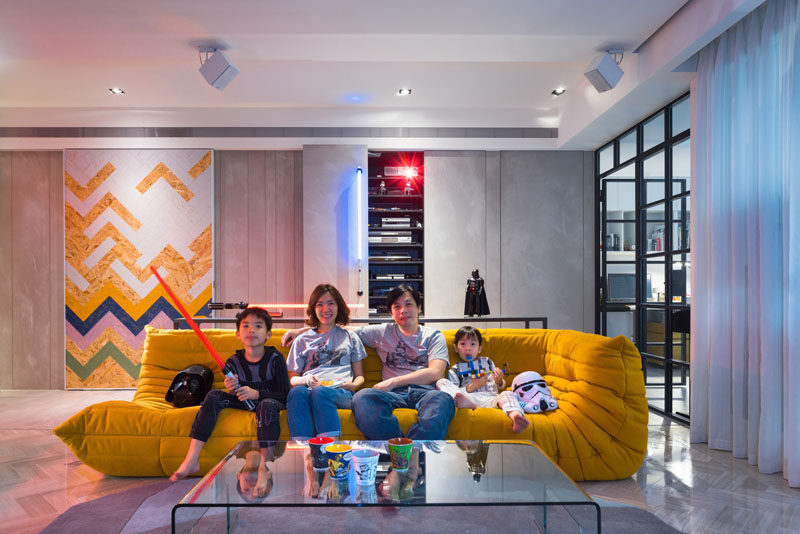 This apartment, designed by White Interior Design, is for a family with two young children, that have a love for Star Wars and wanted to have a space to reflect that.