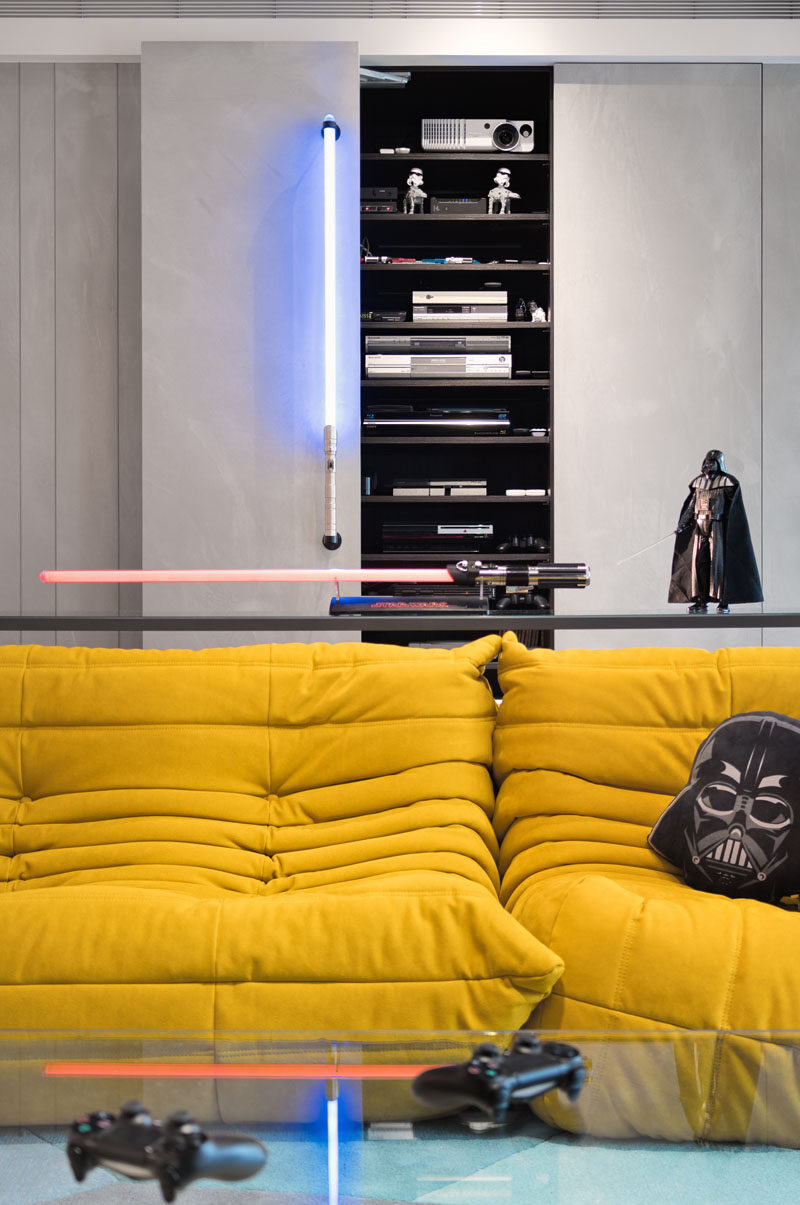 This apartment, designed by White Interior Design, is for a family with two young children, that have a love for Star Wars and wanted to have a space to reflect that.