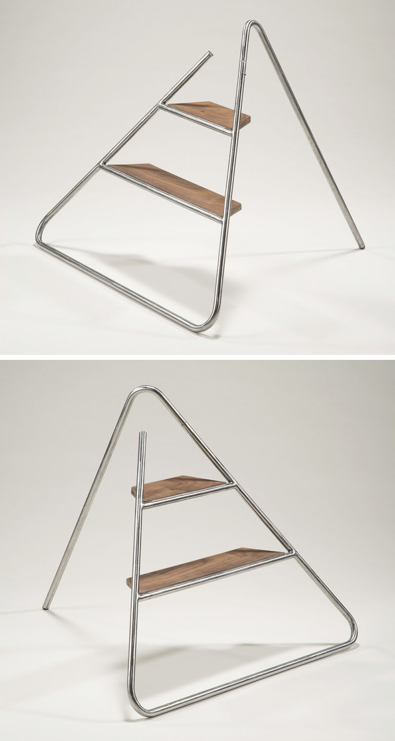 This step ladder is designed to hang on the wall like a piece of art