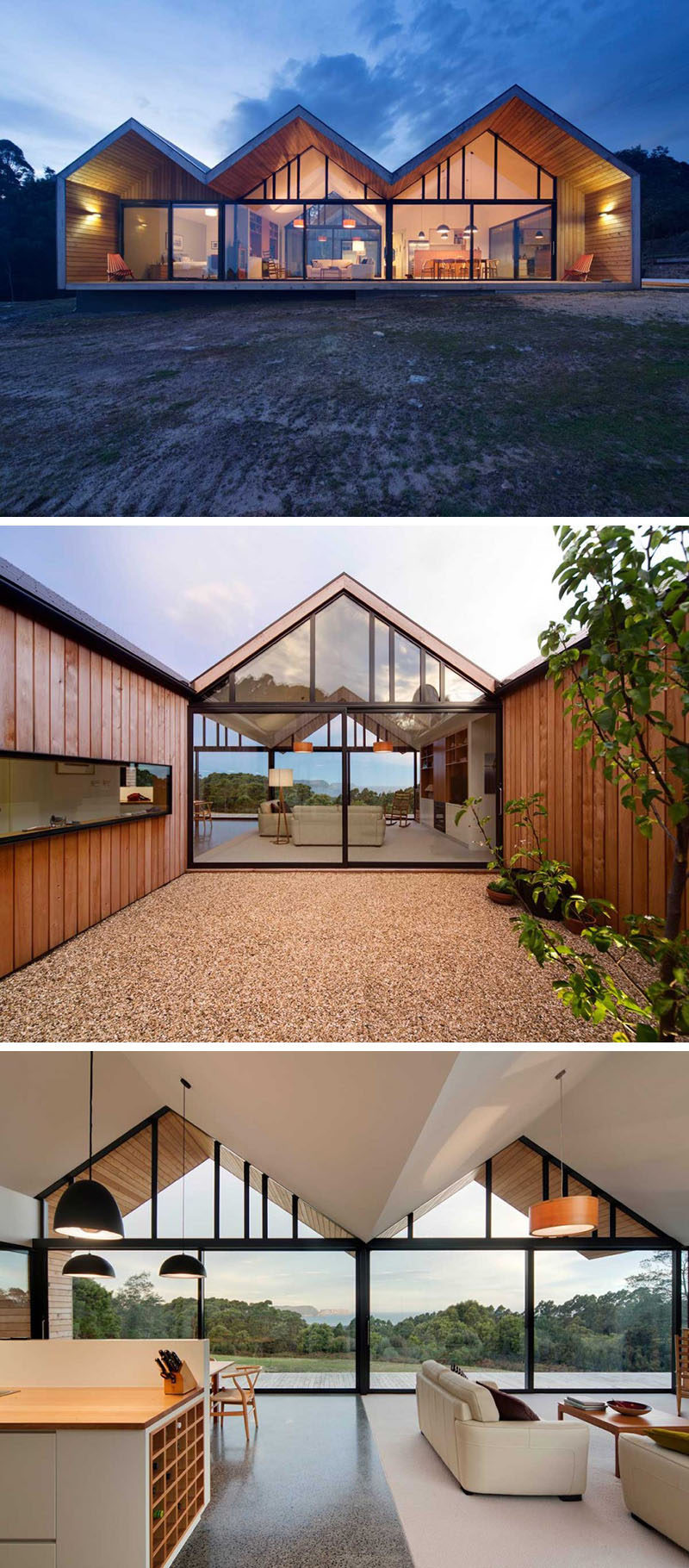 15 Awesome Examples Where Windows Follow The Roofline // The upper windows of this Australian home follow the lines of the roof and let more light shine into the parts of the home where the family spends most of their time, helping keep the space bright at all times of the day.