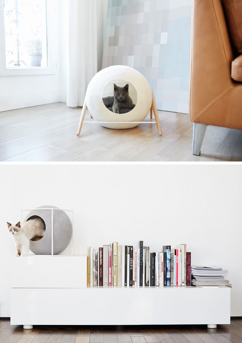 11 Cat Caves That Prove Cat Beds Can Be Stylish // Geometric cat beds add style to your interior and provide your feline friend with a comfy spot to hang out in.