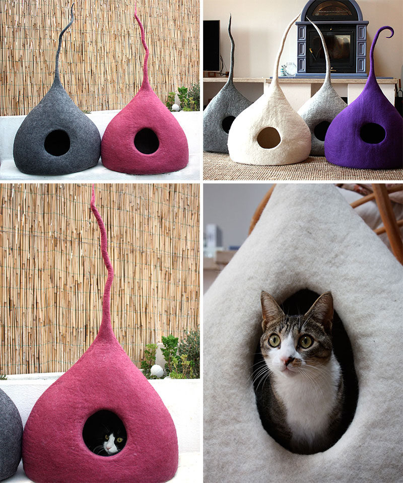 11 Cat Caves That Prove Cat Beds Can Be Stylish // These felted cat beds add a touch whimsy to your home and keep your cat from taking itself too seriously.