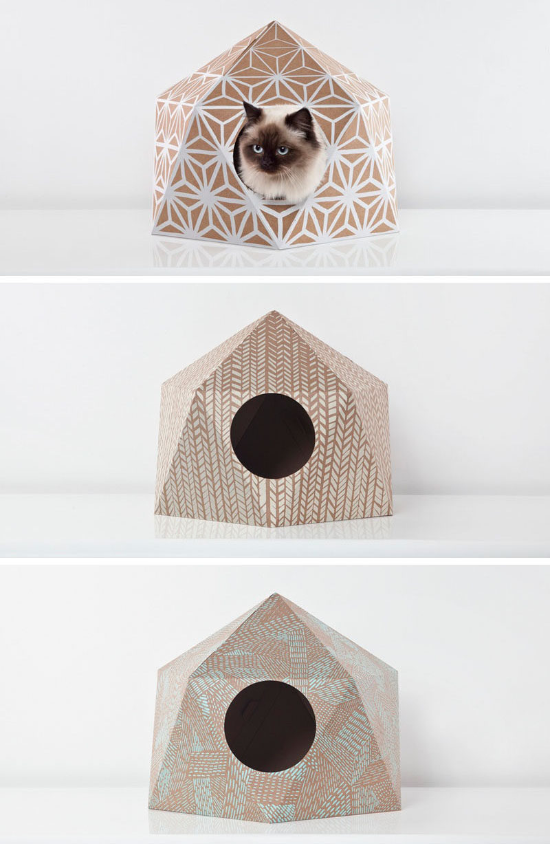 11 Cat Caves That Prove Cat Beds Can Be Stylish // Cardboard domes with fun patterns on them, offer your cat a safe and stylish spot to snooze.