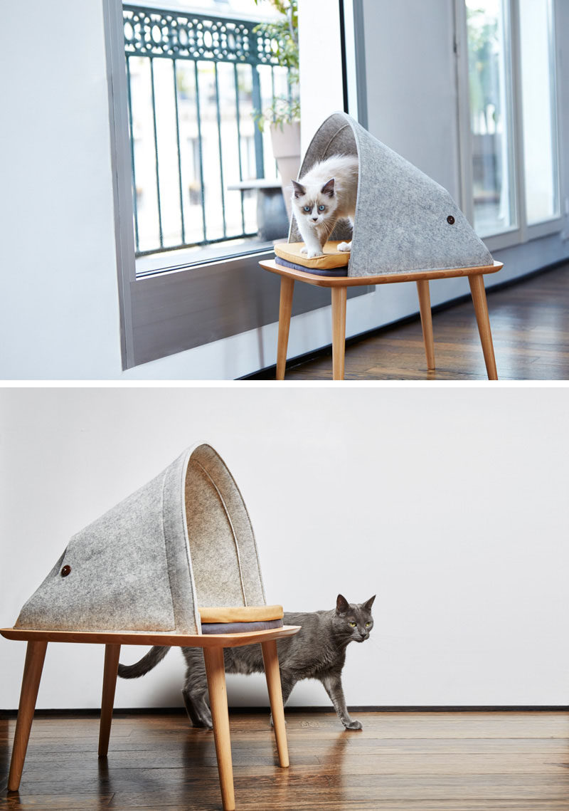 11 Cat Caves That Prove Cat Beds Can Be Stylish // This small piece of dedicated cat furniture, makes your cat feel comfortable being perched up higher than the ground, plus it looks good.