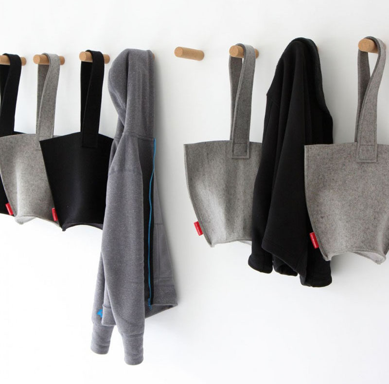 11 Creative Coat Hooks To Keep Your Clothes And Bags Off The Floor // These simple hangers, made from cork, attach to the wall by means of a super strong magnet. #CoatHooks #WallHook #ModernWallHook