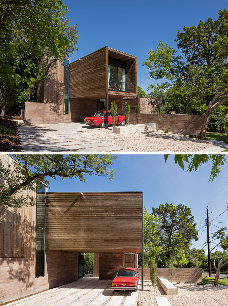 Bercy Chen Studio have designed a wood and concrete house in South Austin, Texas, that is centered around a small courtyard and pool.