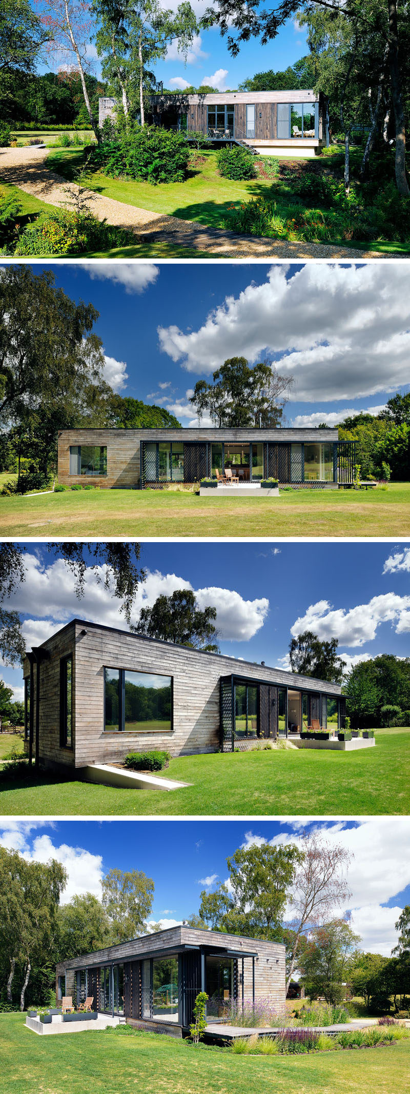 Designed by PAD Studio, the clients wanted to create a new, very low energy dwelling, flooded with light and with a strong connection to the surrounding landscape, but the most important thing is that is shouldn't resemble or feel like a mobile home.